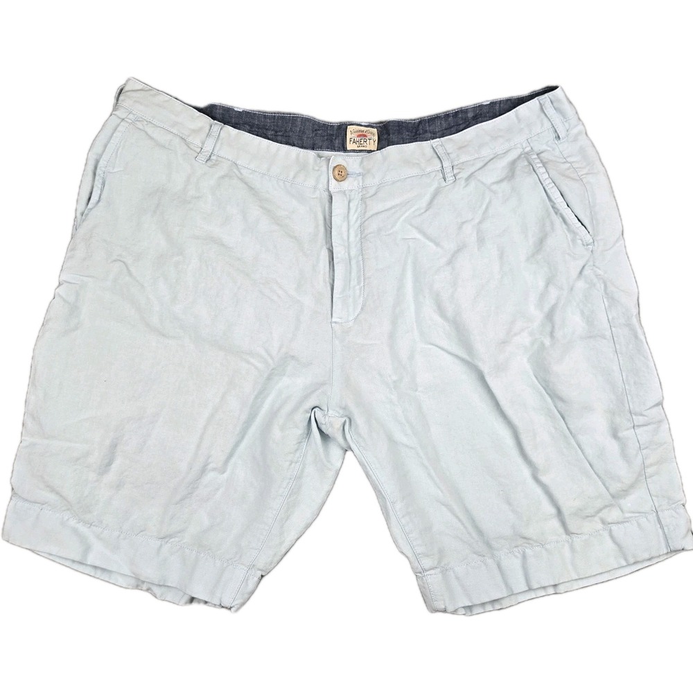 Faherty Malibu Linen Blend Chino Shorts Men's Size 40x9 Light Blue Breathable